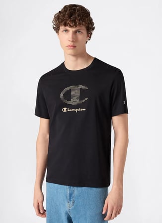 Champion 222392-KK001 Crewneck T-Shirt Siyah Yuvarlak Yaka Düz Erkek T-Shirt