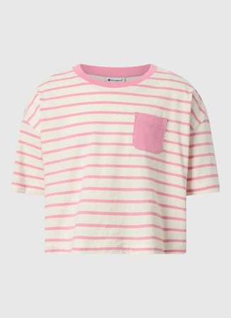 Champion Pembe Kız Çocuk Çizgili T-Shirt 405392-YS160-SS Tee
