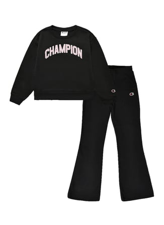 Champion Siyah Kadın Baskılı Eşofman Takımı 405461-Crew Neck Tracksuit