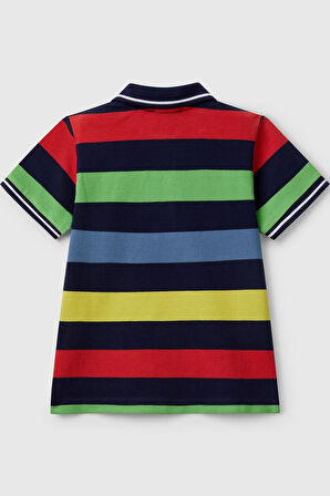 United Colors of Benetton Erkek Çocuk Çizgili Polo T shirt Mix 39QAG300V