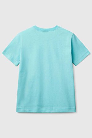 Baskılı % 100 Pamuk Regular Fit Bisiklet Yaka T Shirt Erkek Çocuk T SHİRT