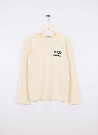 Benetton Baskılı Krem Erkek Çocuk T-Shirt 3EG9C10R9