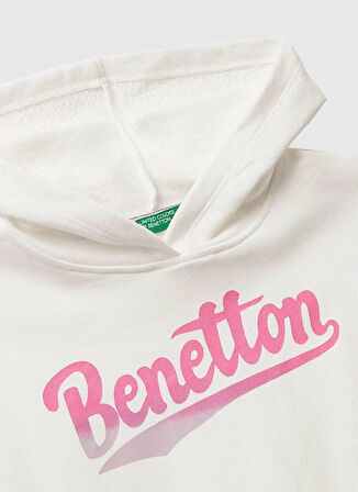 Benetton Baskılı Kız Çocuk Ekru Sweatshırt 3J68C204W
