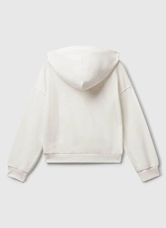 Benetton Baskılı Kız Çocuk Ekru Sweatshırt 3J68C204W
