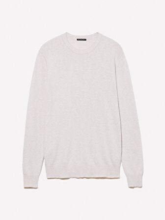 Kaşmir Karışımlı Bisiklet Yaka Kazak Erkek Krem Kazak - 324A102HS1B17