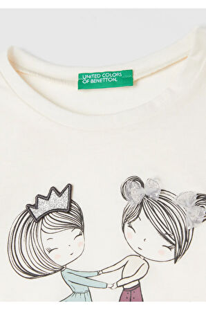United Colors Of Benetton Kadın / Kız Ekru Tişört (Model Kodu: 3Atng10Ga )