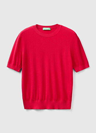 Benetton Yuvarlak Yaka Normal Kırmızı Kazak Kadın 103CD10BD