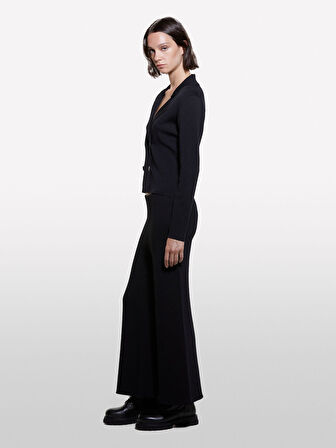 Viskoz Karışımlı 4 Düğmeli Çentikli Yaka Kruvaze Ceket Kadın Siyah Ceket - 324A112AM601Y