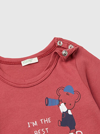 Benetton Erkek Bebek Gizli Çıtçıtlı Sweatshirt 1-18Ay Tarçın