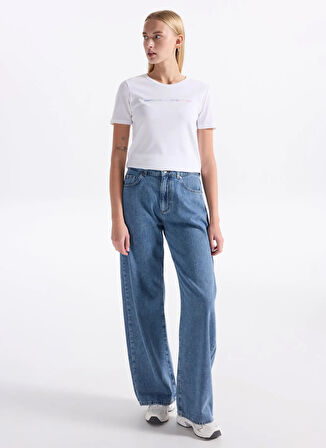 Benetton Bisiklet Yaka Çok Renkli Kadın T-Shirt 3GA2E16A2