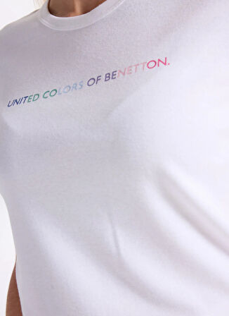 Benetton Bisiklet Yaka Çok Renkli Kadın T-Shirt 3GA2E16A2