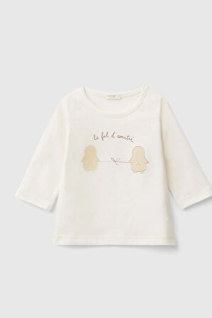 United Colors Of Benetton Bebek Ekru Tişört (Model Kodu: 3Atna105I )