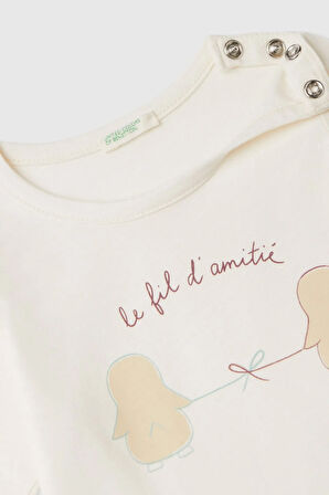 United Colors Of Benetton Bebek Ekru Tişört (Model Kodu: 3Atna105I )