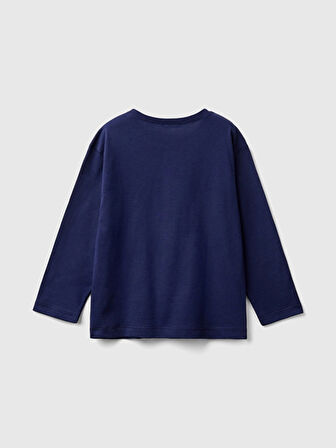 Benetton Erkek Çocuk Logo Baskılı Sweatshirt 1-6 Yaş Lacivert