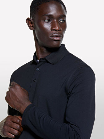 Pamuk ve Modal Karışımlı Ribanalı Yaka Uzun Kollu Gömlek Erkek Siyah Gömlek - 324A32WHS300R