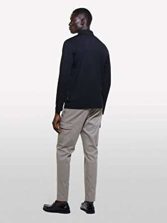 Pamuk ve Modal Karışımlı Ribanalı Yaka Uzun Kollu Gömlek Erkek Siyah Gömlek - 324A32WHS300R