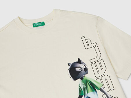 Benetton Erkek Çocuk Tokyo Tişört  Pamuklu Rahat Kalıp 35RYC10NC-25Y
