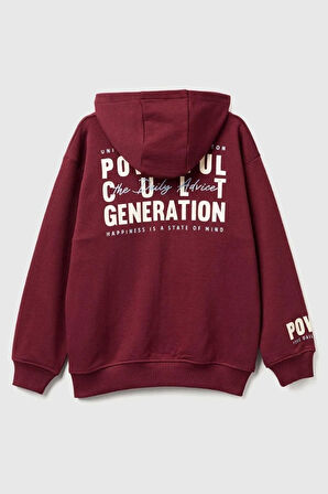 United Colors of Benetton Erkek Çocuk 3J68C505G-25K Sweatshirt Gri Bordo