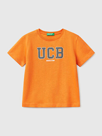 Benetton Erkek Çocuk Baskılı Tshirt 1-6 Yaş Turuncu