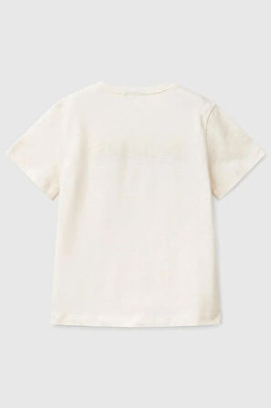 United Colors of Benetton Erkek Çocuk T shirt Ekru 3I1XG10HT