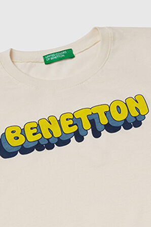 United Colors of Benetton Erkek Çocuk T shirt Ekru 3I1XG10HT