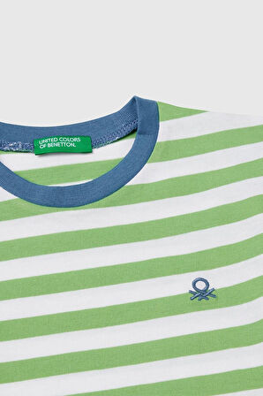 United Colors of Benetton Erkek Çocuk Çizgili T shirt Yeşil 3FHXG10HR 