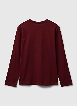 Benetton Baskılı Bordo Erkek Çocuk T-Shirt 35RYC10QQ