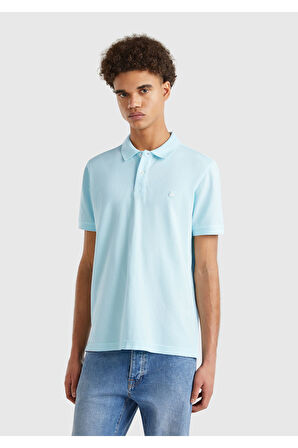 Erkek Açık Mavi Regular Fit Kısa Kollu Polo T-Shirt