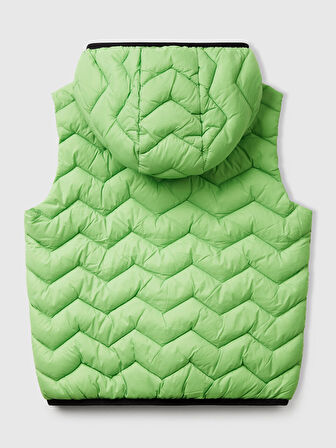 Benetton Erkek Çocuk İşlemeli Pufa Yelek 6-14 Yaş Açık Yeşil