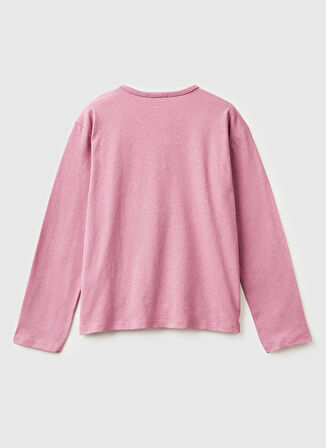 Benetton Payetli Gül Kurusu Kız Çocuk T-Shirt 3ATNC10RG