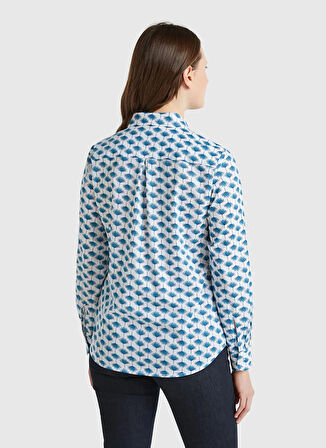 Benetton Regular Fit Gömlek Yaka Mavi Kadın Gömlek 5Q6SDQ0AY