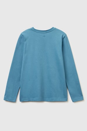 Petrol Mavisi Kadın / Kız KJ_Önü Kristal Aplikeli Regular Fit Uzun Kollu T-shirt Model Kodu: 3ATNC10RFPetrol Mav