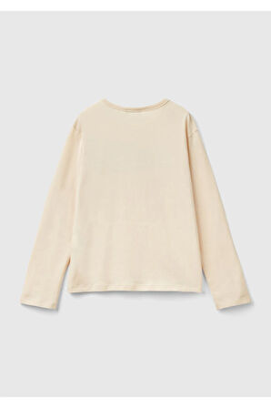 United Colors Of Benetton Kadın / Kız Krem Tişört (Model Kodu: 3Atnc10L0 )
