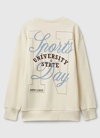 Benetton Baskılı Erkek Çocuk Krem Sweatshırt 3J68C10QK