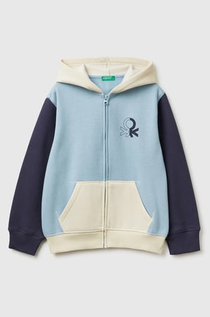 Mavi-Krem Erkek EJ_Önü Logo Baskılı Cepli Fermuarlı Şardonlu Sweatshirt Model Kodu: 3EB5C505LMavi-Krem