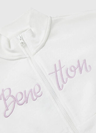 Benetton Nakışlı Kız Çocuk Ekru Sweatshırt 3J68C505D
