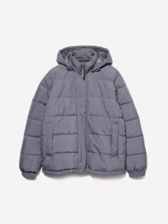 Çıkarılabilir Kapüşonlu Cepli Gizli Fermuarlı Şişme Mont Erkek Siyah Mont - 324A2WYCSN03M