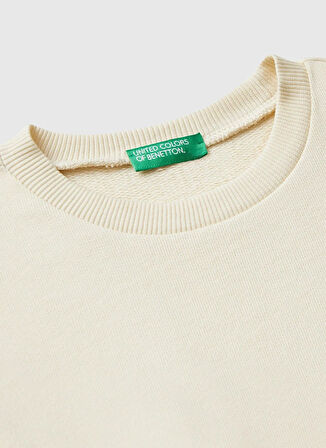 Benetton Baskılı Erkek Çocuk Krem Sweatshırt 3J68C10QK