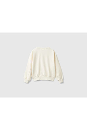 United Colors Of Benetton Kadın / Kız Ekru Sweatshırt (Model Kodu: 30L3C10Kw )