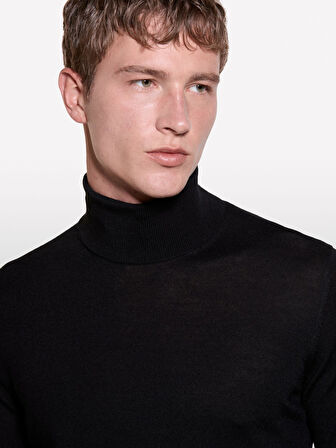 Yün Karışımlı Slim Fit Kazak Erkek Siyah Kazak - 324A11BAS200A