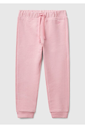 Kız Çocuk Pembe Logo İşlemeli Eşofman Altı