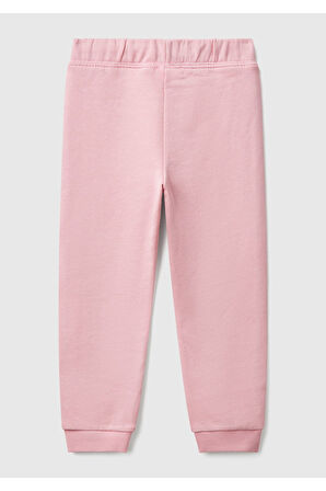 Kız Çocuk Pembe Logo İşlemeli Eşofman Altı