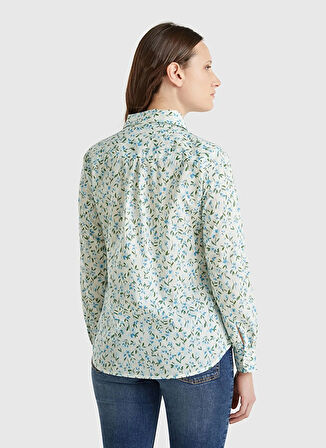 Benetton Regular Fit Gömlek Yaka Yeşil Kadın Gömlek 5Q6SDQ0AY