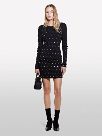 Viskoz Karışımlı Dar Kesim Mini Etek Kadın Siyah Etek - 324A1MNPM000D