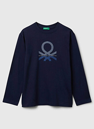 Benetton Baskılı Lacivert Erkek Çocuk T-Shirt 3I1XC10Q3