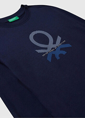 Benetton Baskılı Lacivert Erkek Çocuk T-Shirt 3I1XC10Q3