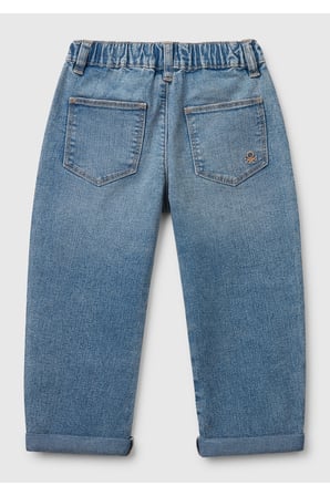 Benetton Açık Mavi Erkek Bebek Bağcıklı Denim Pantolon