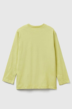 United Colors of Benetton Erkek Çocuk 3JERC10QO-25K  Uzun Kol Tshirt Sarı