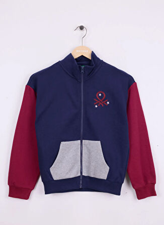 Benetton Nakışlı Kız Çocuk Lacivert - Bordo Sweatshırt 3J68C505D