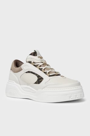 Fendi Logolu Deri Karışımlı Sneaker Ayakkabı Erkek AYAKKABI 7E1728 AU20 F1RSR BEYAZ